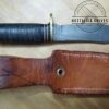 Vintage Western L66 8.5" Fixed-Blade, Bowie Knife with Orig. Leather Belt Sheath - Naturally re-etched blade reveals clean high carbon steel [Used - Near Mint Cond.]. - Image 4