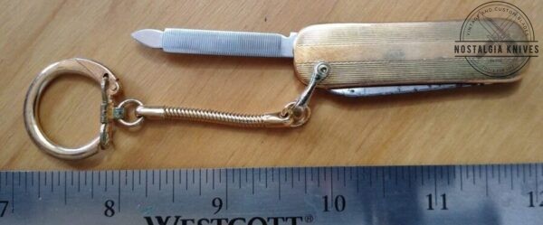 Vintage Colonial Prov. US Gold Executive key-ring 2 blade knife w/ file [Used – Excellent Cond.] Collectible Knives cutlery