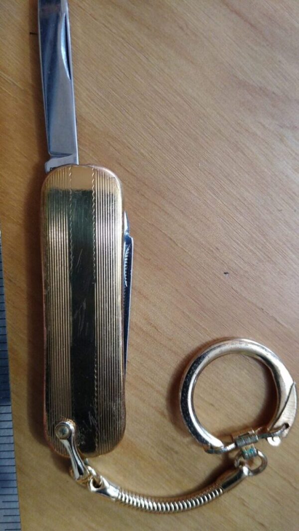 Vintage Colonial Prov. US Gold Executive key-ring 2 blade knife w/ file [Used – Excellent Cond.] Collectible Knives cutlery