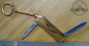 Vintage Colonial Prov. US Gold Executive key-ring 2 blade knife w/ file [Used - Excellent Cond.]