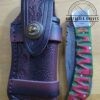 Custom Hand Forged Damascus Pattern Folding Clip-Point Knife w/Locking blade and Leather Belt Sheath[New - Unused].