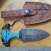 Hand-forged Damascus Full-Tang, Double Edged Punch Dagger, and Belt Sheath [New - Unused]