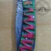 Custom Hand Forged Damascus Pattern Folding Clip-Point Knife w/Locking blade and Leather Belt Sheath[New - Unused]. - Image 2