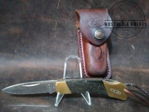 Vintage Case XX 5-Dot Smooth Pakkawood Handle Lock Back Pattern # P10051 L SSP w/Orig leather sheath[Used - Mint Cond.]
