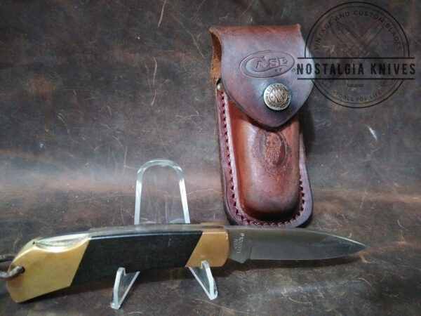 Vintage Case XX 5-Dot Smooth Pakkawood Handle Lock Back Pattern # P10051 L SSP w/Orig leather sheath[Used – Mint Cond.] Case XX™ cutlery