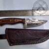 Handmade Damascus 7" Fixed-Blade Drop-Point knife, and Leather Belt Sheath [New/Unused]. - Image 3