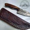 Handmade Damascus 7" Fixed-Blade Drop-Point knife, and Leather Belt Sheath [New/Unused]. - Image 4