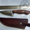 Handmade Damascus 7" Fixed-Blade Drop-Point knife, and Leather Belt Sheath [New/Unused]. - Image 2