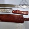 Custom Hand-forged 9" Damascus Wharncliffe Knife, and Leather Belt Sheath [Unused - Pristine Cond.] - Image 3