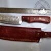 Custom Hand-forged 9" Damascus Wharncliffe Knife, and Leather Belt Sheath [Unused - Pristine Cond.] - Image 4