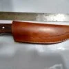 Handmade Damascus Pattern 8" Fixed-Blade Clip-Point knife with false edge, and leather Belt Sheath[New/Unused]. - Image 8