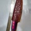 Handmade Damascus 8" Fixed-Blade Drop-Point knife, with Belt Sheath [New - Unused]. - Image 7