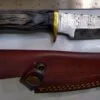 Handmade Damascus Pattern Fixed-Blade Straight-Back knife, with Belt Sheath. - Image 5