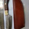 Custom Hand-forged 8" Damascus Wharncliffe Knife, and Leather Belt Sheath. - Image 2