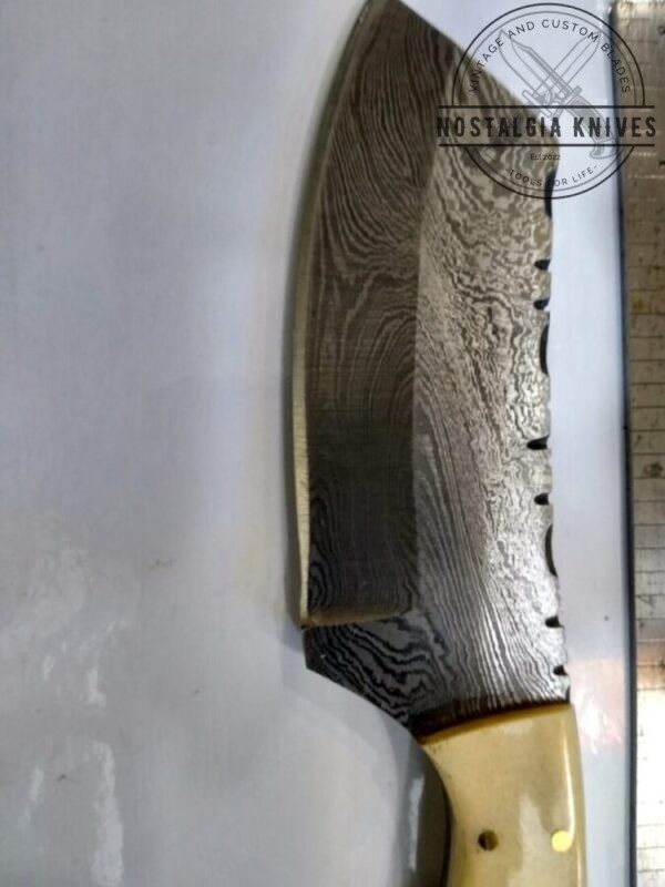 Custom Hand-forged 8″ Damascus Wharncliffe Knife, and Leather Belt Sheath. Custom/Handmade cutlery