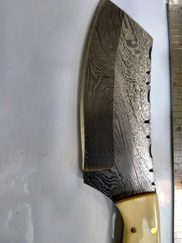 Custom Hand-forged 8″ Damascus Wharncliffe Knife, and Leather Belt Sheath. Custom/Handmade cutlery