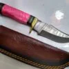 Handmade Damascus Pattern 8" Fixed-Blade Clip-Point knife, with Belt Sheath[New - Unused].