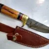 Handmade Damascus Pattern 10" Fixed-Blade Straight-Back Knife, with Belt Sheath[Unused - Pristine Cond.]