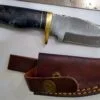 Handmade Damascus 8" Fixed-Blade Bowie knife, and Leather Belt Sheath [Unused Pristine Cond.]