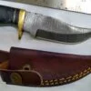 Handmade Damascus 8" Fixed-Blade Bowie knife, and Leather Belt Sheath [Unused Pristine Cond.] - Image 3