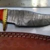 Handmade Damascus Pattern 8" Fixed-Blade Clip-Point knife with false edge, and Leather Belt Sheath [New - Unused]. - Image 4