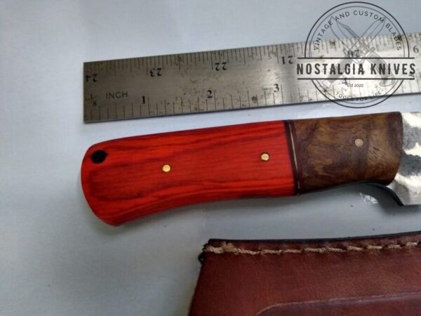 Handmade Damascus Pattern 8″ Fixed-Blade Straight-Back knife, with Belt Sheath[Unused – Pristine Cond.] Custom/Handmade cutlery