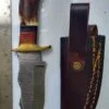 Handmade Damascus Pattern 8" Fixed-Blade Clip-Point knife, with Belt Sheath[New/Unused].