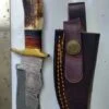 Handmade Damascus Pattern 8" Fixed-Blade Clip-Point knife, with Belt Sheath[New/Unused]. - Image 5