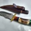 Handmade Damascus Pattern 8" Fixed-Blade Clip-Point knife, with Belt Sheath[New/Unused]. - Image 7