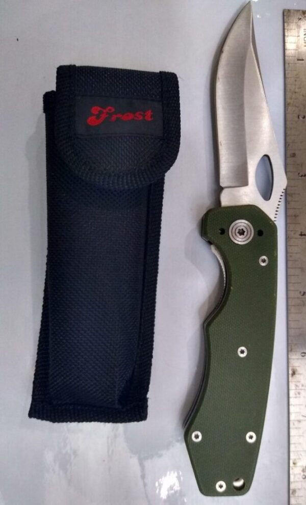 Frost Cutlery Clip-Point Linerlock Folding Knife w/ Nylon Composite Handle and Belt Sheath[Used/Pristine Cond.] Everyday Carry[EDC] cutlery