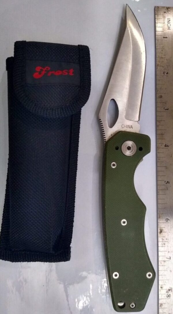 Frost Cutlery Clip-Point Linerlock Folding Knife w/ Nylon Composite Handle and Belt Sheath[Used/Pristine Cond.] Everyday Carry[EDC] cutlery