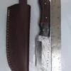 Custom Hand-forged 8" Damascus Tanto Knife with serrated spine, and Leather Belt Sheath. - Image 3
