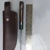 Custom Hand-forged 8" Damascus Tanto Knife with serrated spine, and Leather Belt Sheath. - Image 5