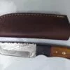 Custom Hand-forged 8" Damascus Tanto Knife with serrated spine, and Leather Belt Sheath.