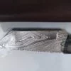 Custom Hand-forged 8" Damascus Tanto Knife with serrated spine, and Leather Belt Sheath. - Image 9