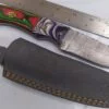 Handmade Damascus 9" Fixed-Blade Drop-Point Knife, Trippy Handle Design with Custom Gray Leather Belt Sheath[New/Unused].