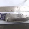 Handmade Damascus 9" Fixed-Blade Drop-Point Knife, Trippy Handle Design with Custom Gray Leather Belt Sheath[New/Unused]. - Image 6