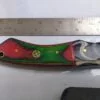 Handmade Damascus 9" Fixed-Blade Drop-Point Knife, Trippy Handle Design with Custom Gray Leather Belt Sheath[New/Unused]. - Image 4
