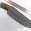 Handmade Damascus 9" Fixed-Blade Drop-Point Knife, Trippy Handle Design with Custom Gray Leather Belt Sheath[New/Unused]. - Image 3