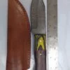 Custom Hand-forged 8" Damascus Clip-Point Knife with False Edge, and Leather Belt Sheath. - Image 2