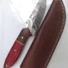 Handmade Damascus 8" Fixed-Blade Drop-Point knife, and Leather Belt Sheath [Unused - Pristine Cond.]