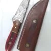 Handmade Damascus 8" Fixed-Blade Drop-Point knife, and Leather Belt Sheath [Unused - Pristine Cond.] - Image 4