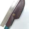 Handmade Damascus Pattern Clip-Point Fixed-Blade Knife with False edge, and Leather Belt Sheath [New – Unused].. - Image 3