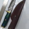Handmade Damascus Pattern Clip-Point Fixed-Blade Knife with False edge, and Leather Belt Sheath [New – Unused].. - Image 4