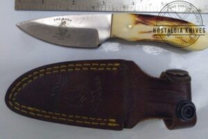 The Bone Collector 6" Fixed blade Drop-point knife with Leather Belt Sheath [Used - Mint Cond.].