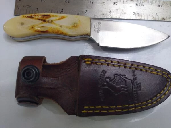 The Bone Collector 6″ Fixed blade Drop-point knife with Leather Belt Sheath [Used – Mint Cond.]. Everyday Carry[EDC] cutlery