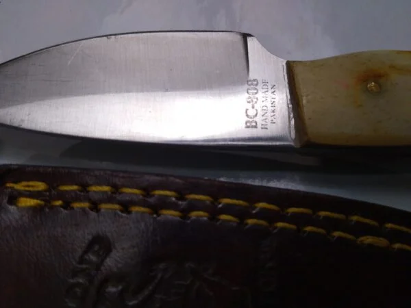 The Bone Collector 6″ Fixed blade Drop-point knife with Leather Belt Sheath [Used – Mint Cond.]. Everyday Carry[EDC] cutlery
