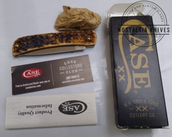 Case XX Amber Bone Peach Seed Jig Sod Buster Jr. 00245 – NOS in Original Packaging[Unused – Pristine Mint Cond.] Case XX™ cutlery