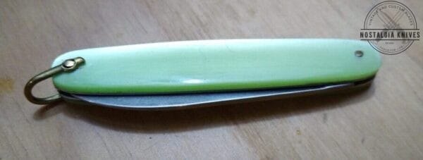 Vintage Single Blade Lark Pocket knife with brass bail – Light Green[Unused – Pristine Cond.] Collectible Knives cutlery