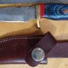 Handmade Damascus 6" Fixed-Blade Clip-Point Knife with New Leather Belt Sheath[Unused - Pristine Mint Cond.] - Image 3
